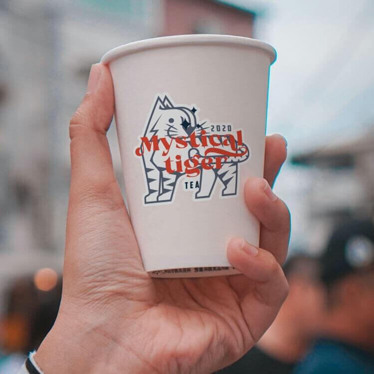 Custom logo sticker on a cup